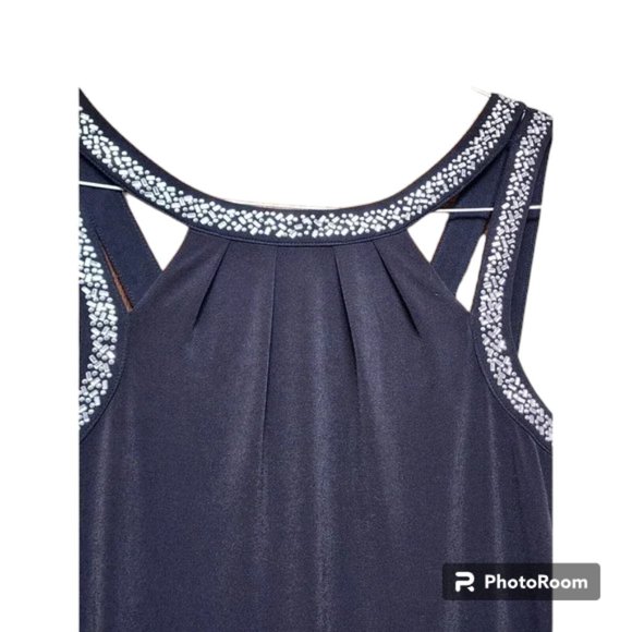 Calvin Klein Women's Black A-Line Cocktail Dress Size 4 Elegant Embellished - Picture 4 of 9